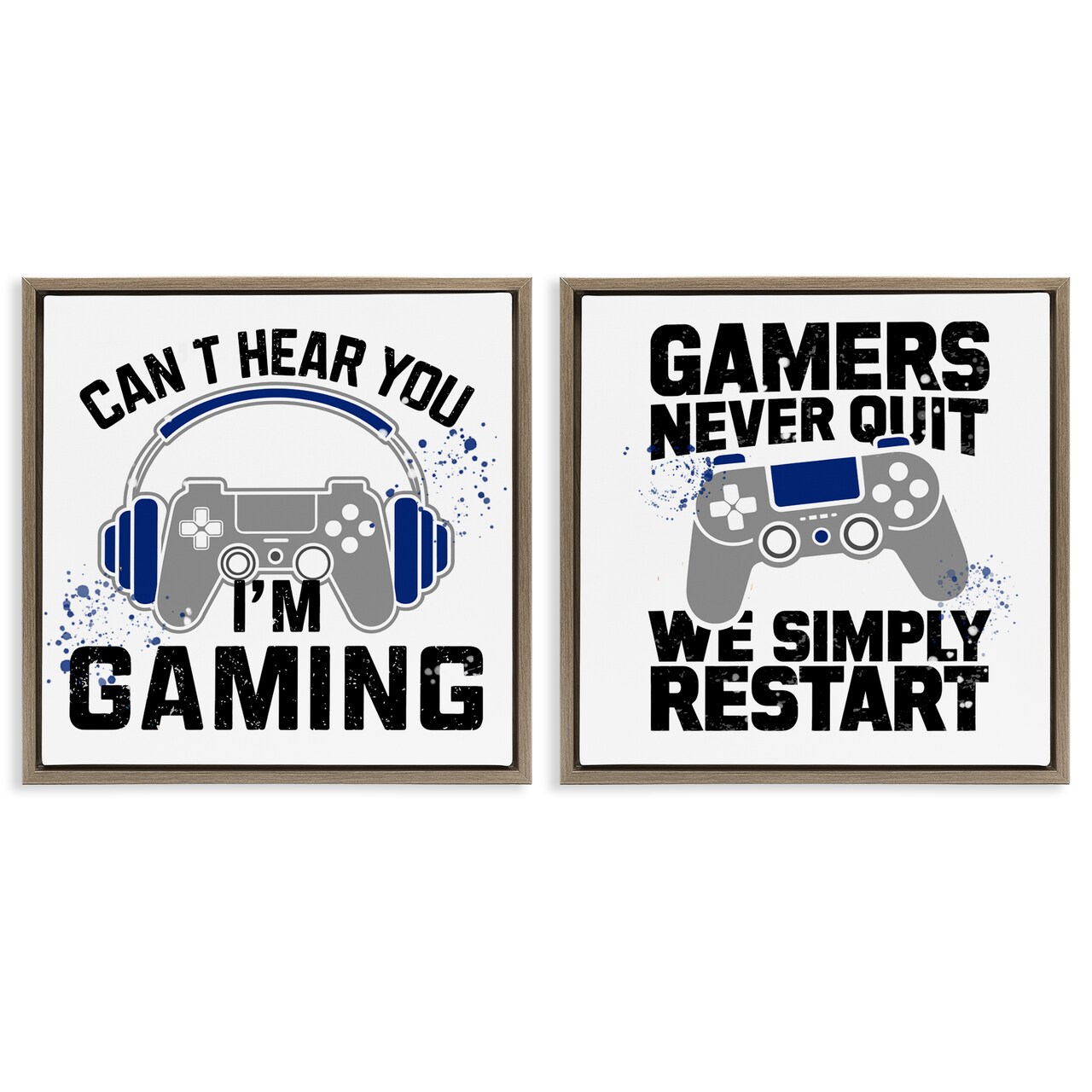 Stupell Industries Gamer Culture Phrases 2pc Floating Frame Set, design by Kim Allen